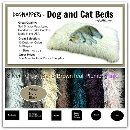  DogNappers.Com Dog Bed, Padded, Shag, DogNappers Brand, Plush Faux Fur Dog Bed, Cat Ma,Soft Padded Shaggy Pet Bed,Mongolian Fur, 4 Colors, Sizes