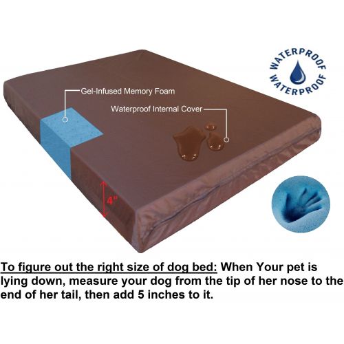  Dogbed4less Extra Large Orthopedic Waterproof Memory Foam Dog Bed for Medium to Large Pet 47X29X4