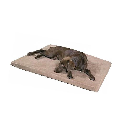  Dogbed4less Dual Function Heavy Duty Metal Elevated Pet Bed with Textilene Fabric and Waterproof Memory Foam Suede Brown Color Bed for Medium to Extra Large Dog 48X30X4.5