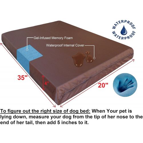  Dogbed4less Premium Orthopedic Memory Foam Dog Bed for Small, Medium to Extra Large Pet, Waterproof Internal Liner with Durable Denim Cover and Bonus External Case