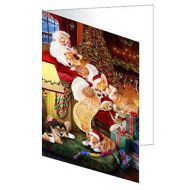 /DoggieOfTheDayShop Corgi Dog and Puppies Sleeping with Santa Set of 10 Greeting Cards