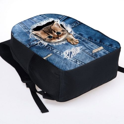  Doginthehole doginthehole Sweety Cute Girls Denim Cat Dog Printed Backpacks for Boys Baby