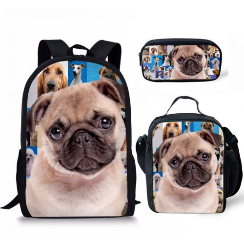  Doginthehole doginthehole Puppy Dog Print Backpack Set 3 Piece Kids Shoulder School Bags