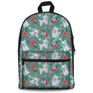 doginthehole Maltese Flower Backpack Student School Shoulder Bag Travel Ruckpack