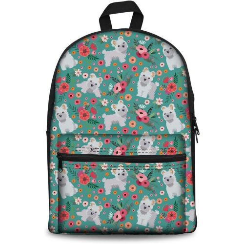  doginthehole Maltese Flower Backpack Student School Shoulder Bag Travel Ruckpack