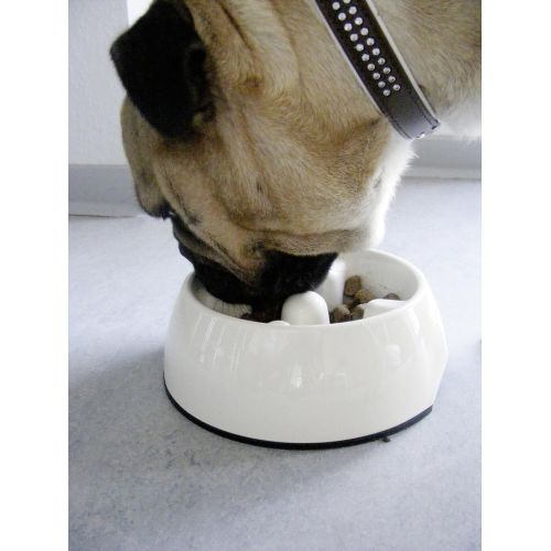  Dogit Go Slow Anti-Gulping Dog Bowl, Slow Feeding Dog Dish Suitable for Wet or Dry Food, Small, White