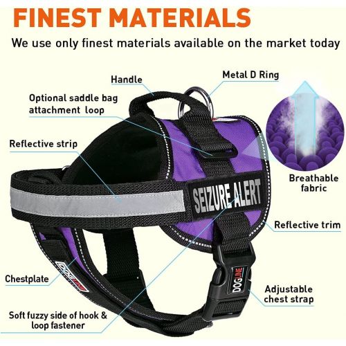  Dogline Unimax Multi-Purpose Dog Harness Vest with Seizure Alert Patches Adjustable Straps, Comfy Fit, Breathable Neoprene for Service, Identification and Training Dogs