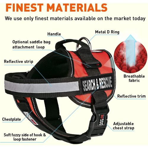  Dogline UnimaDog Harness Vest with Search & Rescue Patches Adjustable Straps Breathable Neoprene for Identification Training Dogs