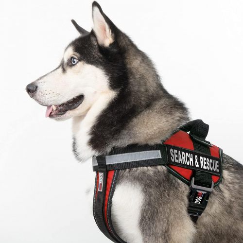  Dogline UnimaDog Harness Vest with Search & Rescue Patches Adjustable Straps Breathable Neoprene for Identification Training Dogs