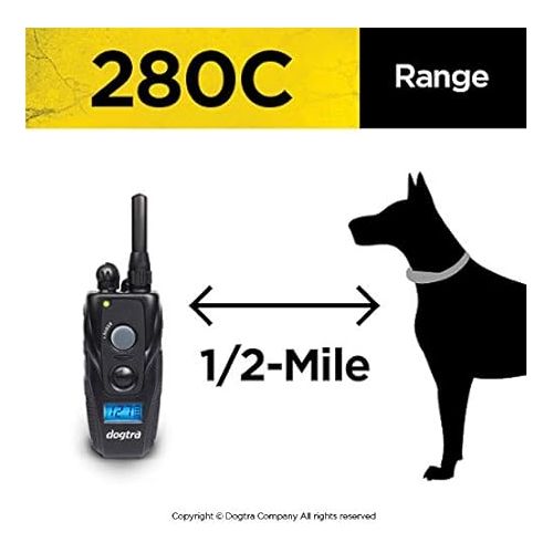  Dogtra 280C Remote Training E-Collar - 1/2 Mile Range - 127 Static Stimulation Levels, Vibration, LCD Screen, Rechargeable, Waterproof, Electric Dog Collar for Obedience Training of Small, Medium Dogs