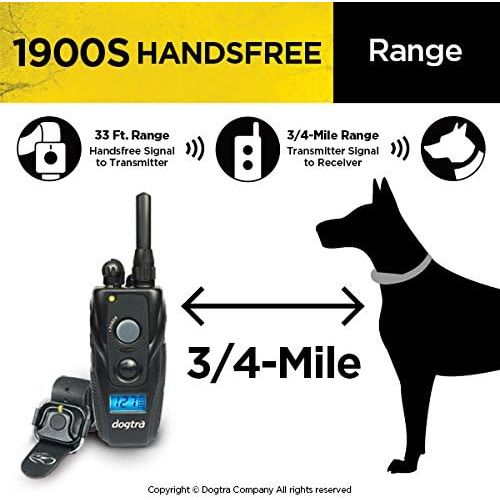  Dogtra 1900S HANDSFREE E-Collar Training For Dogs - 34 Mile Remote Trainer with LCD Screen - Remote Controller - Fully Waterproof Collar - Bonus eOutletDeals Travel Bowl