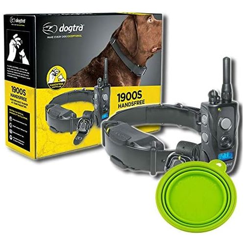  Dogtra 1900S HANDSFREE E-Collar Training For Dogs - 34 Mile Remote Trainer with LCD Screen - Remote Controller - Fully Waterproof Collar - Bonus eOutletDeals Travel Bowl