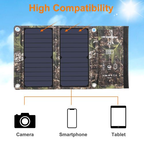  [아마존 핫딜]  [아마존핫딜]Dohiker DOHIKER - Solar Ladegerat14W Solar Panel mit Dual USB Ports ( Tragbares Ladegerat fuer iPhone XS iPad Kindle Lautsprecher faltbares Ladegerat fuer Aktivitaten im Freien Camping Wand