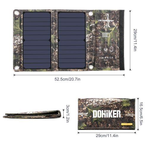  [아마존 핫딜]  [아마존핫딜]Dohiker DOHIKER - Solar Ladegerat14W Solar Panel mit Dual USB Ports ( Tragbares Ladegerat fuer iPhone XS iPad Kindle Lautsprecher faltbares Ladegerat fuer Aktivitaten im Freien Camping Wand