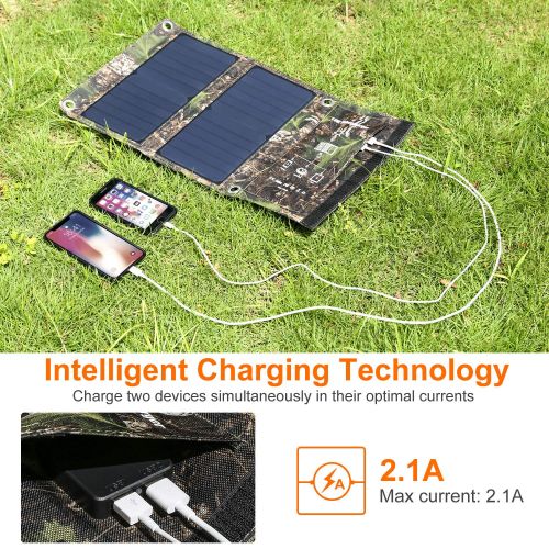  [아마존 핫딜]  [아마존핫딜]Dohiker DOHIKER - Solar Ladegerat14W Solar Panel mit Dual USB Ports ( Tragbares Ladegerat fuer iPhone XS iPad Kindle Lautsprecher faltbares Ladegerat fuer Aktivitaten im Freien Camping Wand