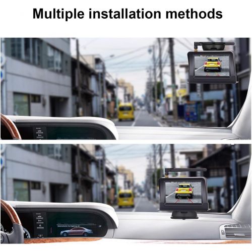  [아마존 핫딜]  [아마존핫딜]HD Wireless Backup Camera with 4.3 Inch LCD Monitor Kit, Stable Signal Transmission Rear/Front View Camera Suitable for Cars,Vans,SUVs IP69K Waterproof Guide Lines On/Off