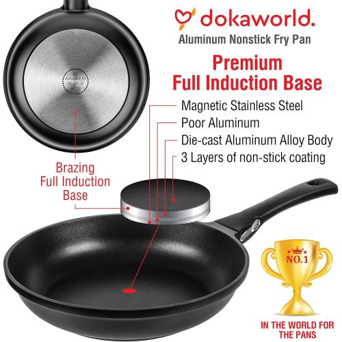  Dokaworld Frying Pan Nonstick 11 inch - Big Frying Pan - Induction Frying Pan Detachable Handle - Large Nonstick Fry Pan - Large Skillet Fry Pan - Nonstick Pan - Stir Fry Pan - Aluminum Fry