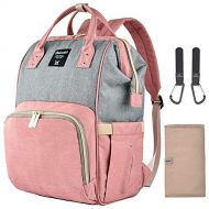 [아마존베스트]Dokoclub Diaper Bag Organizer Insulated Waterproof Travel Nappy Backpack Large Capacity Tote Shoulder Nappy Bags for Mommy Backpack with Multi-Function, Durable and Stylish (Grey & Pink)