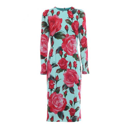  Dolce & Gabbana Macro rose print cady sheath dress