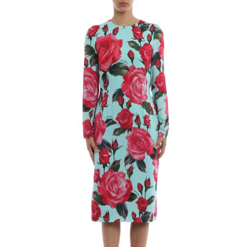  Dolce & Gabbana Macro rose print cady sheath dress