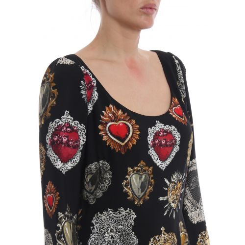  Dolce & Gabbana Sacred heart print crepe dress