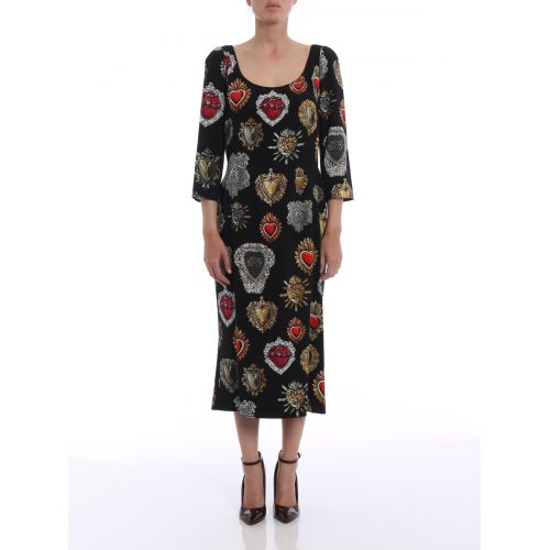  Dolce & Gabbana Sacred heart print crepe dress