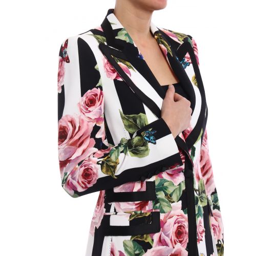  Dolce & Gabbana Silk blend roses print blazer