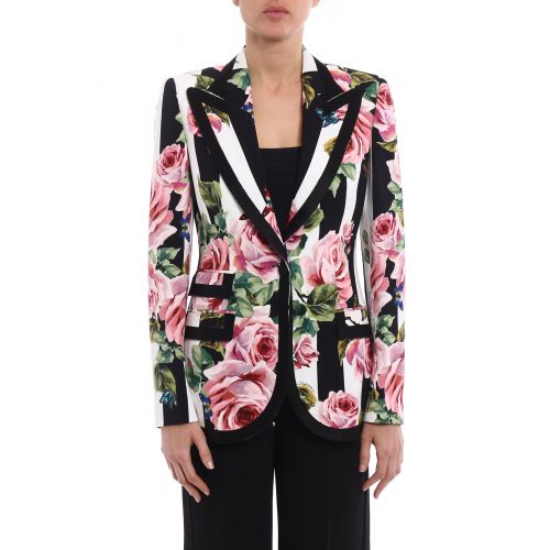  Dolce & Gabbana Silk blend roses print blazer