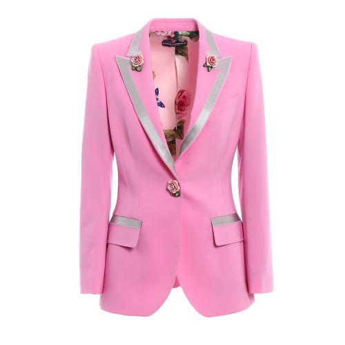  Dolce & Gabbana Stretch wool blazer with roses