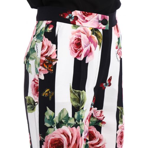  Dolce & Gabbana Rose print crepe formal trousers