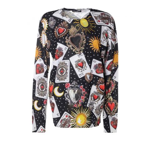  Dolce & Gabbana Printed silk crew neck sweater