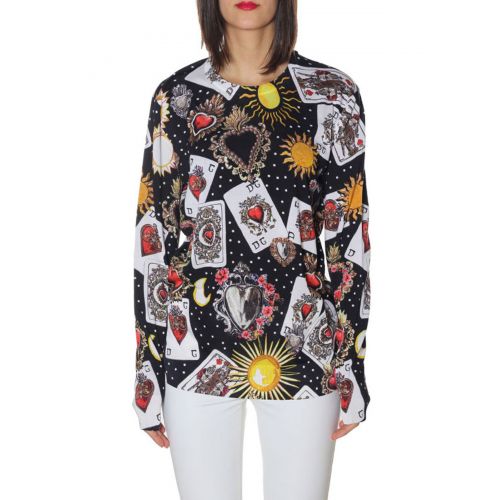  Dolce & Gabbana Printed silk crew neck sweater