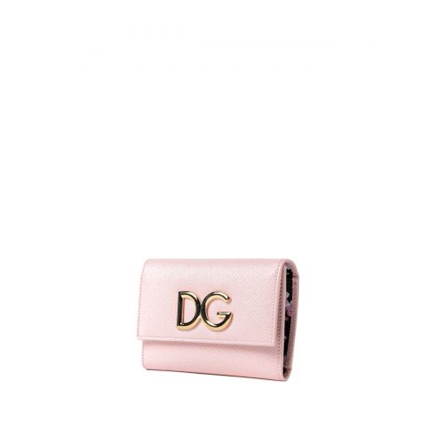  Dolce & Gabbana French flap pink leather wallet