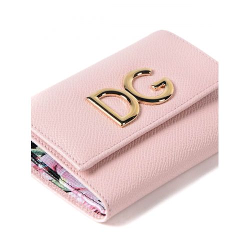  Dolce & Gabbana French flap pink leather wallet