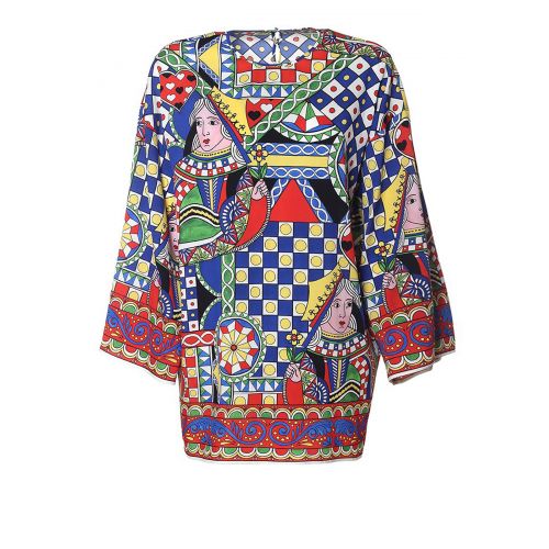  Dolce & Gabbana Printed stretch silk short tunic