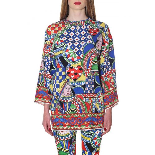  Dolce & Gabbana Printed stretch silk short tunic