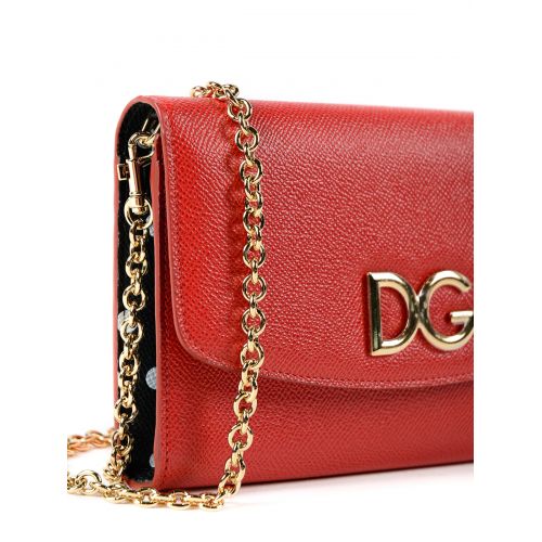  Dolce & Gabbana Red leather wallet clutch