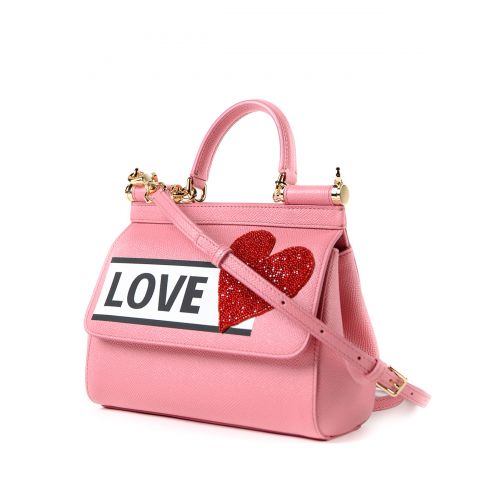  Dolce & Gabbana Sicily Love small pink leather bag