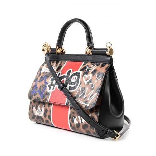  Dolce & Gabbana Sicily S graffiti Leo print bag