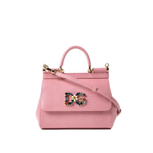  Dolce & Gabbana Sicily iguana print pink small bag