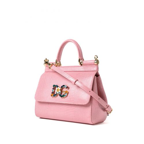  Dolce & Gabbana Sicily iguana print pink small bag
