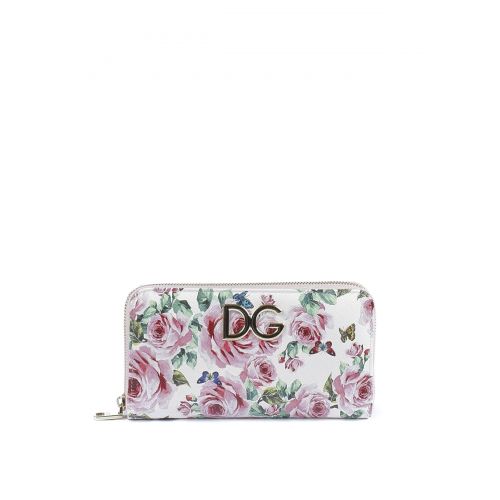  Dolce & Gabbana Rose print Dauphine leather wallet