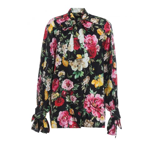  Dolce & Gabbana Bows detailed floral silk shirt