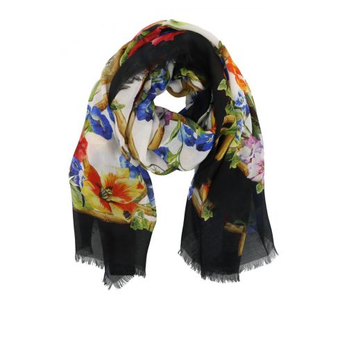  Dolce & Gabbana Floral and tiger print modal scarf