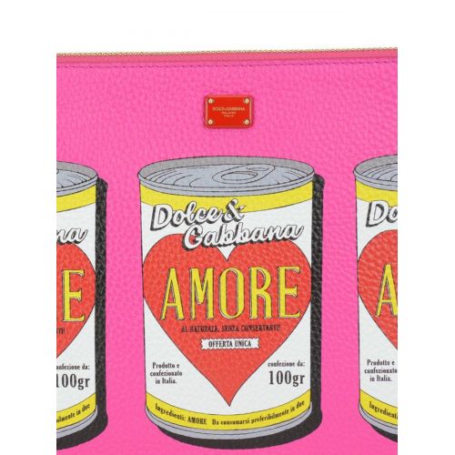  Dolce & Gabbana Amore can print leather clutch