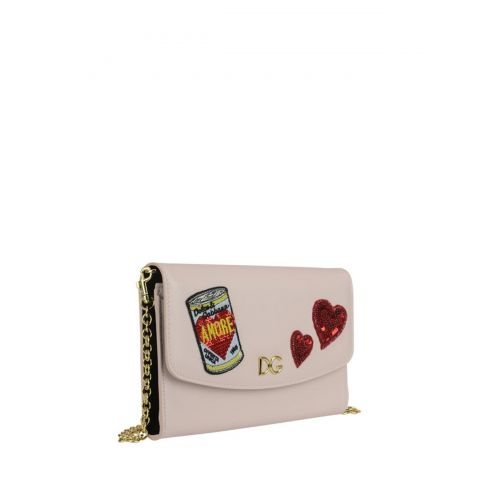  Dolce & Gabbana Can and heart patches wallet clutch