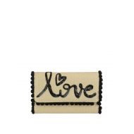 Dolce & Gabbana Love embroidery raffia wallet bag