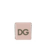 Dolce & Gabbana Crystal logo pink patent crossbody