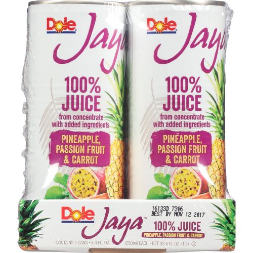  Dole DOLE JAYA 100% Pineapple, Passion Fruit & Carrot Juice 4-8.4 fl. oz. Cans
