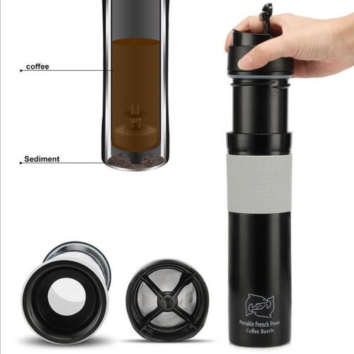  Dolity 3 Colors Portable Coffee Machine Manual Espresso Maker Travel Mug Cup - Black